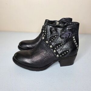 A.S. 98 Cabin Ankle Boots Women 7.5/8 EU38 Black Metallic Studs nakeskin Leather